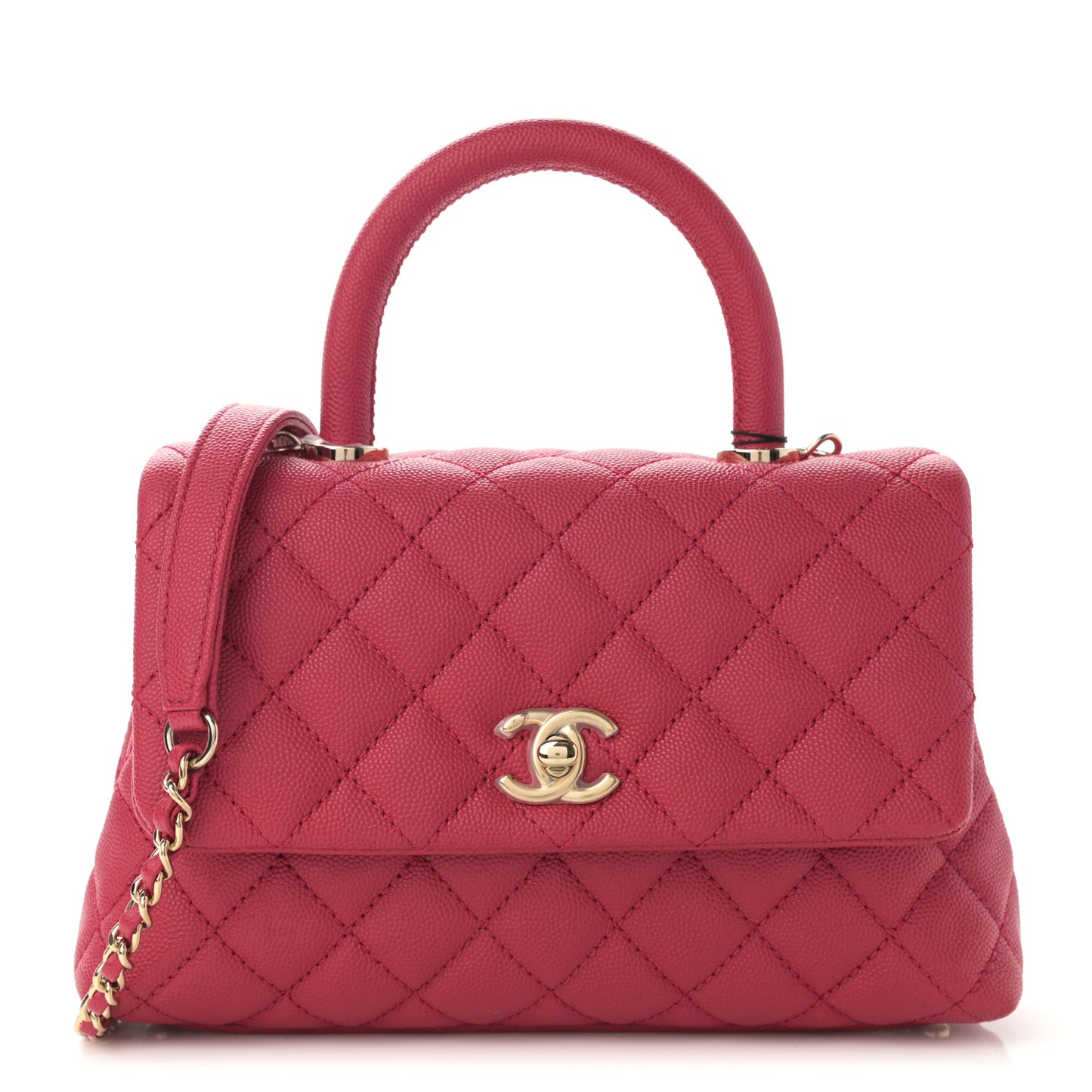 Caviar Quilted Mini Coco Handle Flap Fuchsia