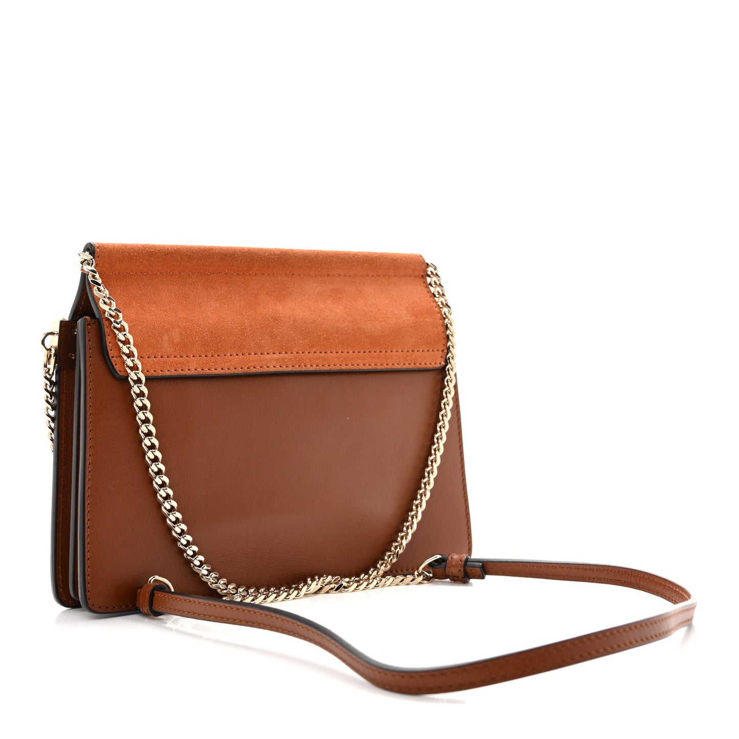 Calfskin Suede Mini Chain Faye Shoulder Bag Tobacco