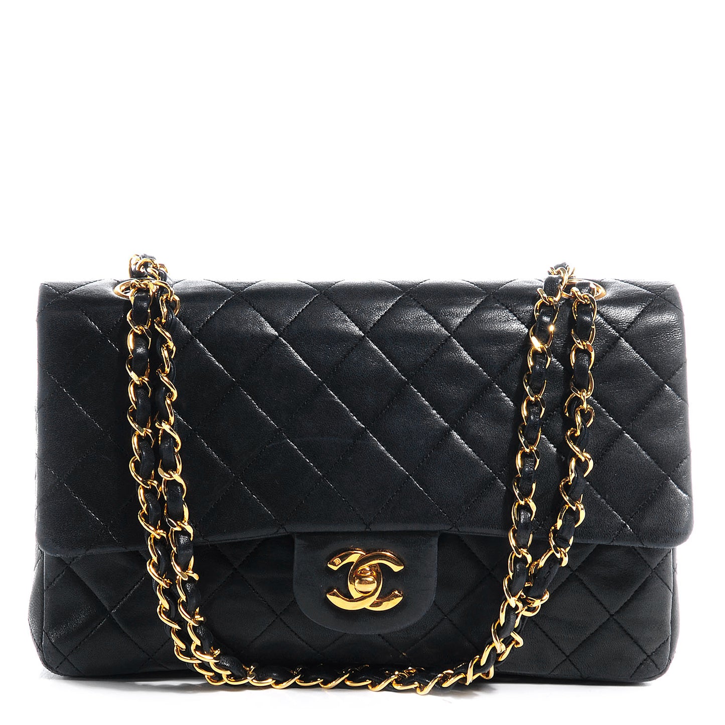 Lambskin Medium Double Flap Black