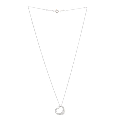 Tiffany Platinum Diamond 16mm Elsa Peretti Open Heart Pave Pendant Necklace 3 of 9