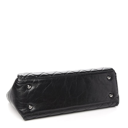 Chanel Shiny Crumpled Calfskin Quilted Medium Lady Pearly Flap Black 3 of 11