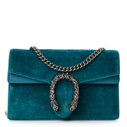 Gucci Velvet Super Mini Dionysus Shoulder Bag Pavone Cyan 1 of 9