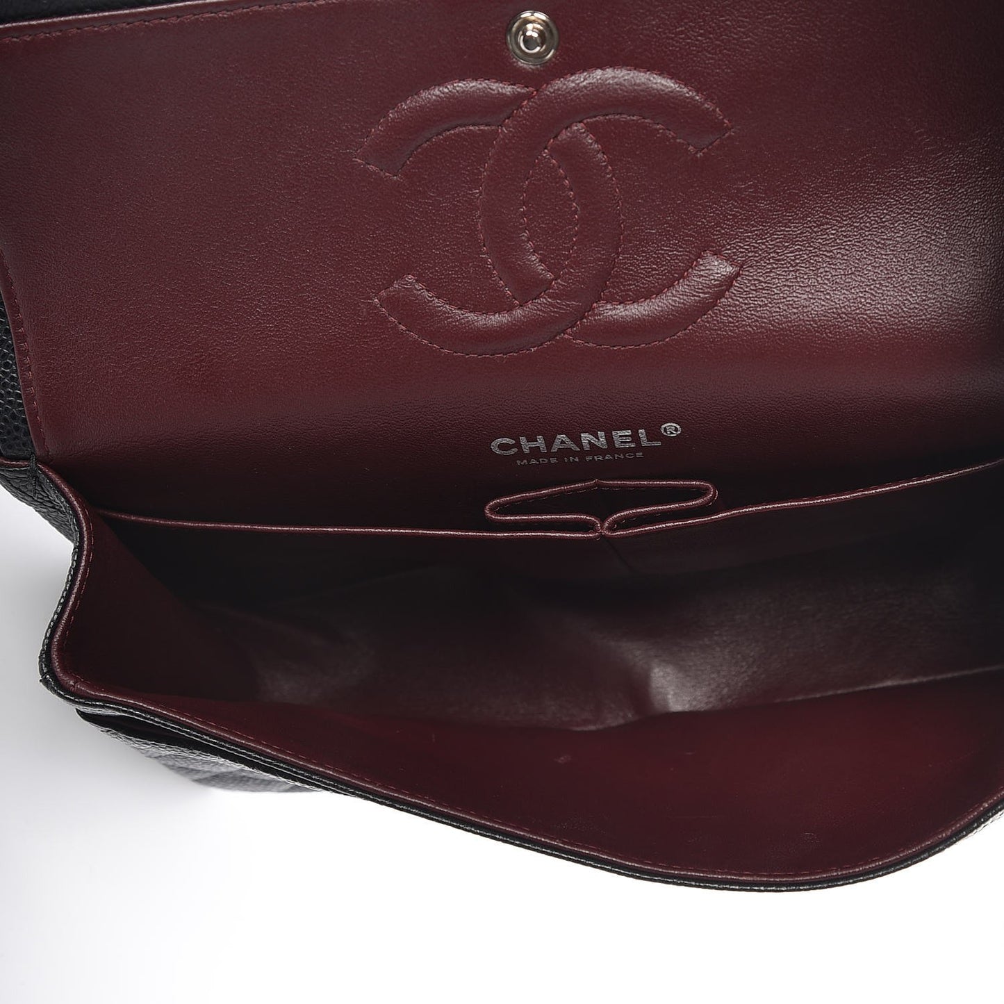Caviar Quilted Medium Double Flap Black