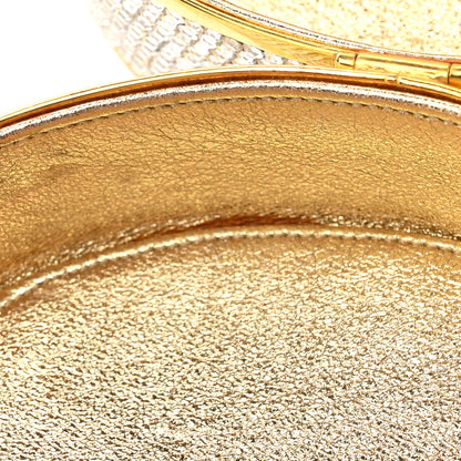 Judith Leiber Swarovski Crystal Minaudiere Train Case Clutch Gold Silver 13 of 15