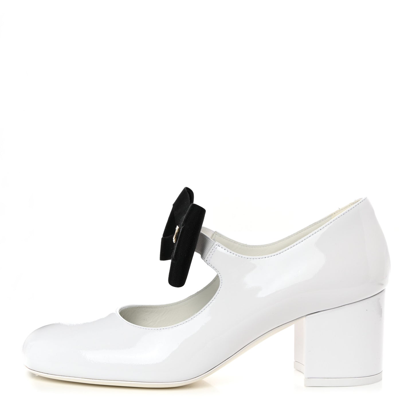 Patent Calfskin Grosgrain Bow Mary Jane Flats 36.5 Black