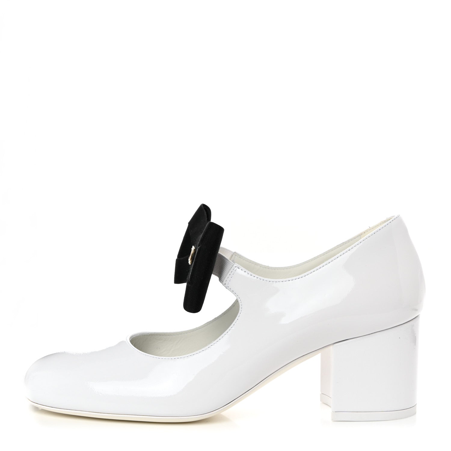 Chanel Patent Calfskin Grosgrain Bow Mary Jane Flats 36.5 Black 1 of 9