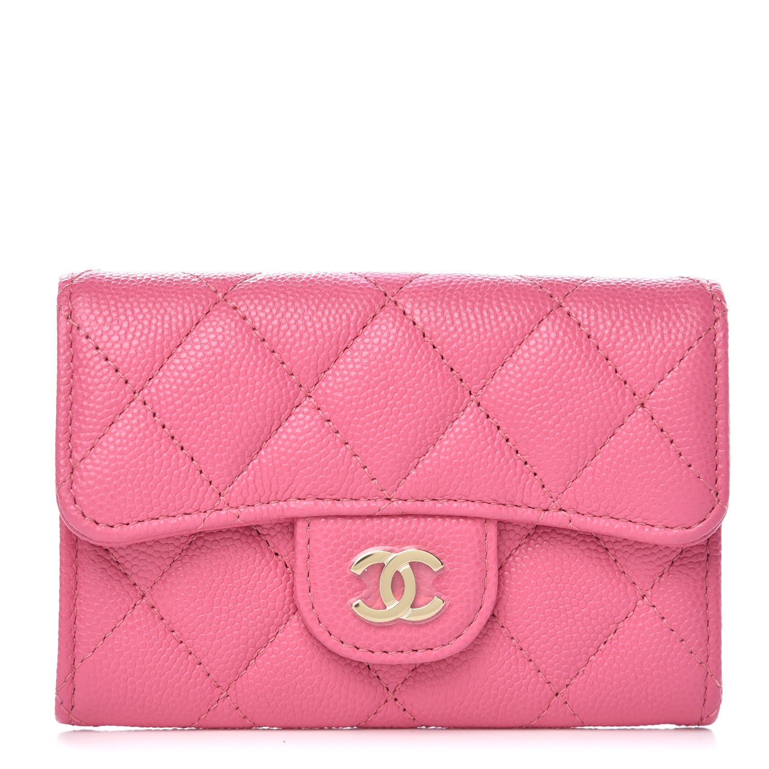 Chanel Caviar Quilted Flap Card Holder Pink 1 of 9