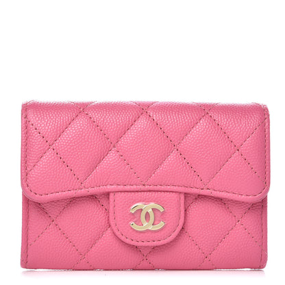 Chanel Caviar Quilted Flap Card Holder Pink 1 of 9