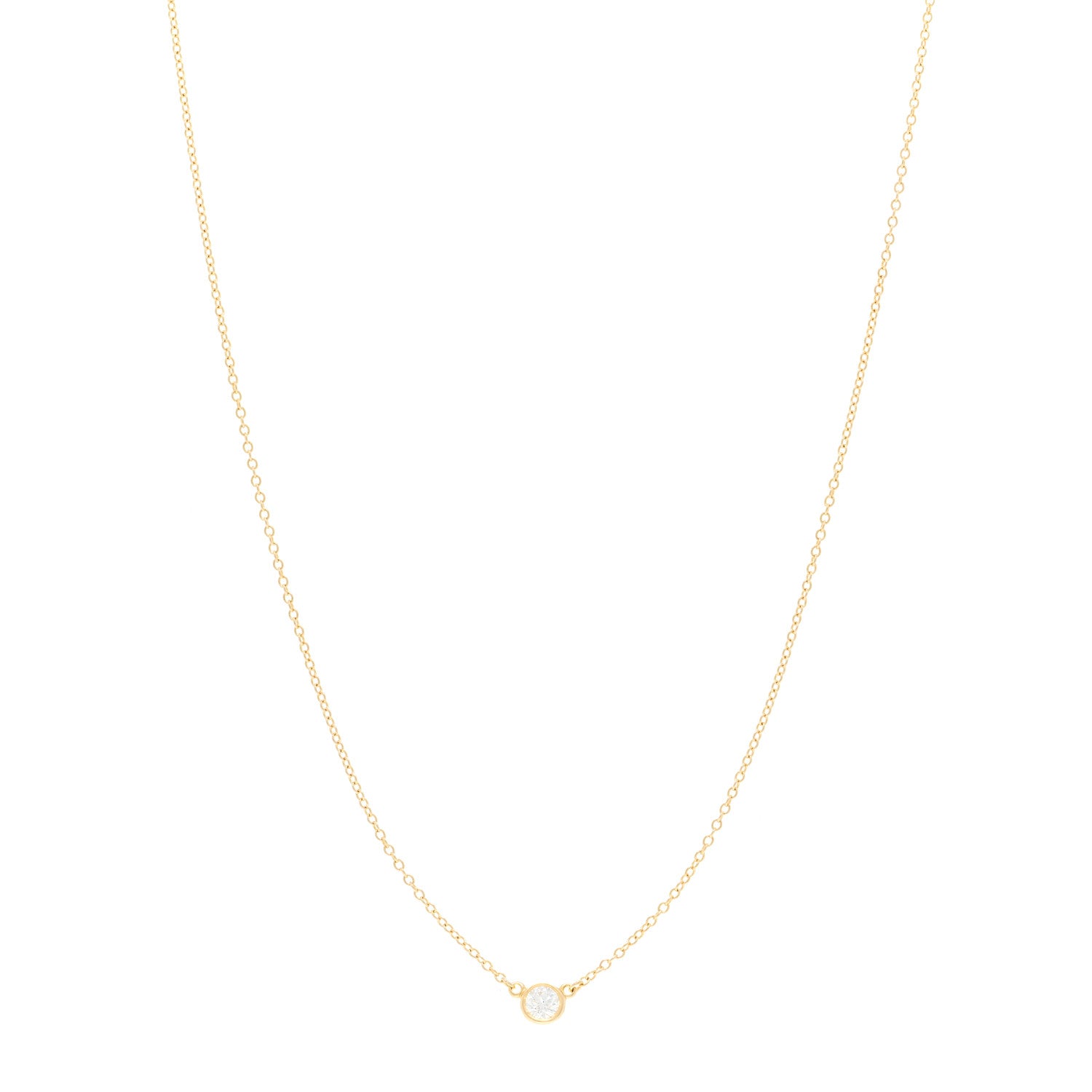 Tiffany 18K Yellow Gold Diamond .16ct Elsa Peretti Diamonds by the Yard Pendant Necklace 1 of 4