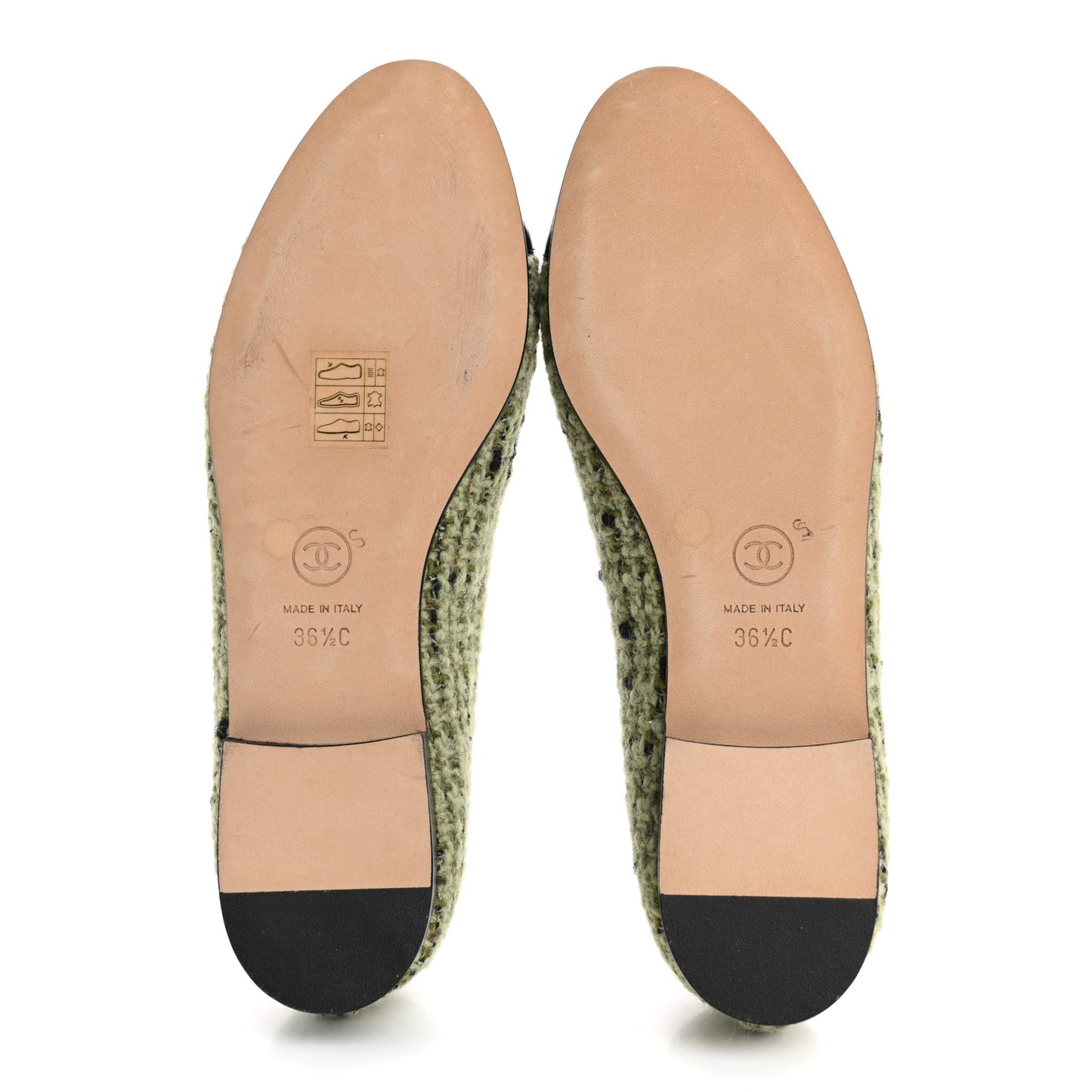 Tweed Patent Calfskin Cap Toe Ballerina Flats 36.5