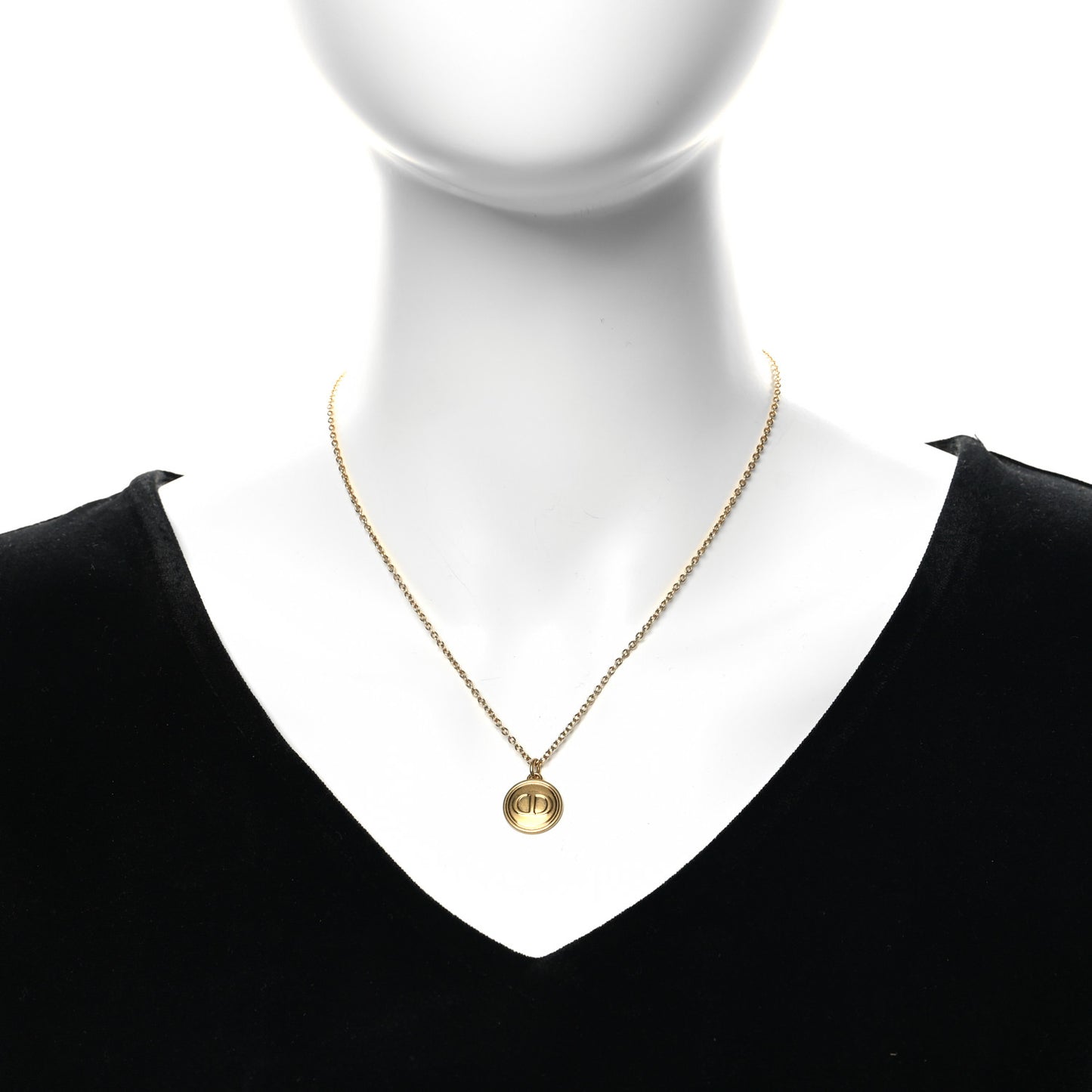 Metal CD Logo Necklace Gold