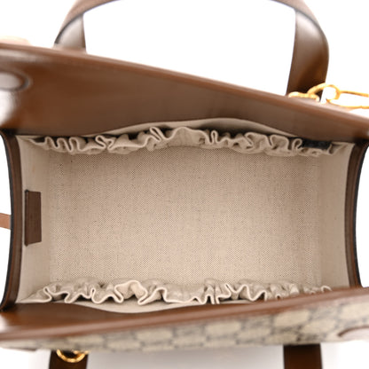 Gucci GG Supreme Monogram Azalea Calfskin Mini Horsebit 1955 Foldover Top Handle Bag Beige Ebony Brown Sugar 5 of 10
