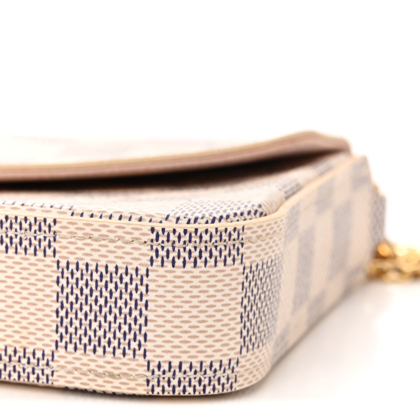 Damier Azur Pochette Felicie Chain Wallet Rose Ballerine