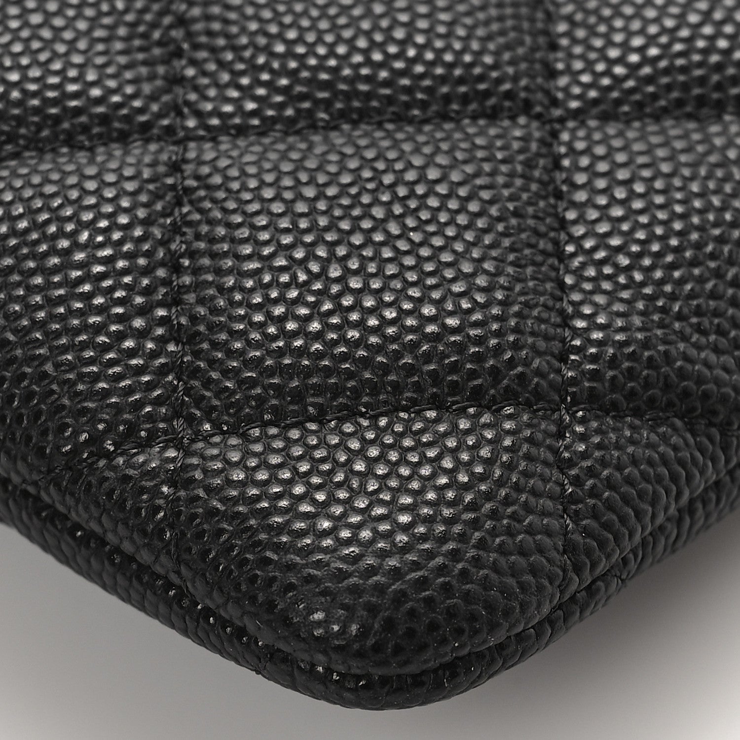 Chanel Caviar Metal Quilted Striated Zip Card Holder Wallet Black 9 of 10