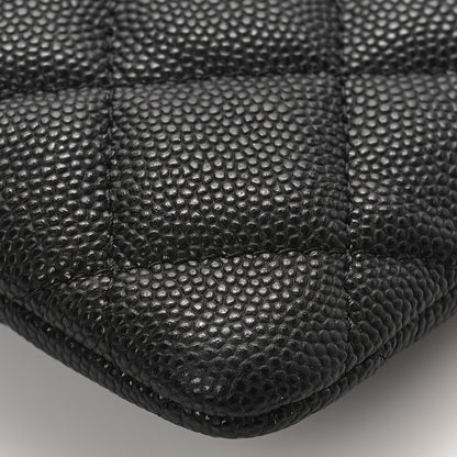 Chanel Caviar Metal Quilted Striated Zip Card Holder Wallet Black 9 of 10