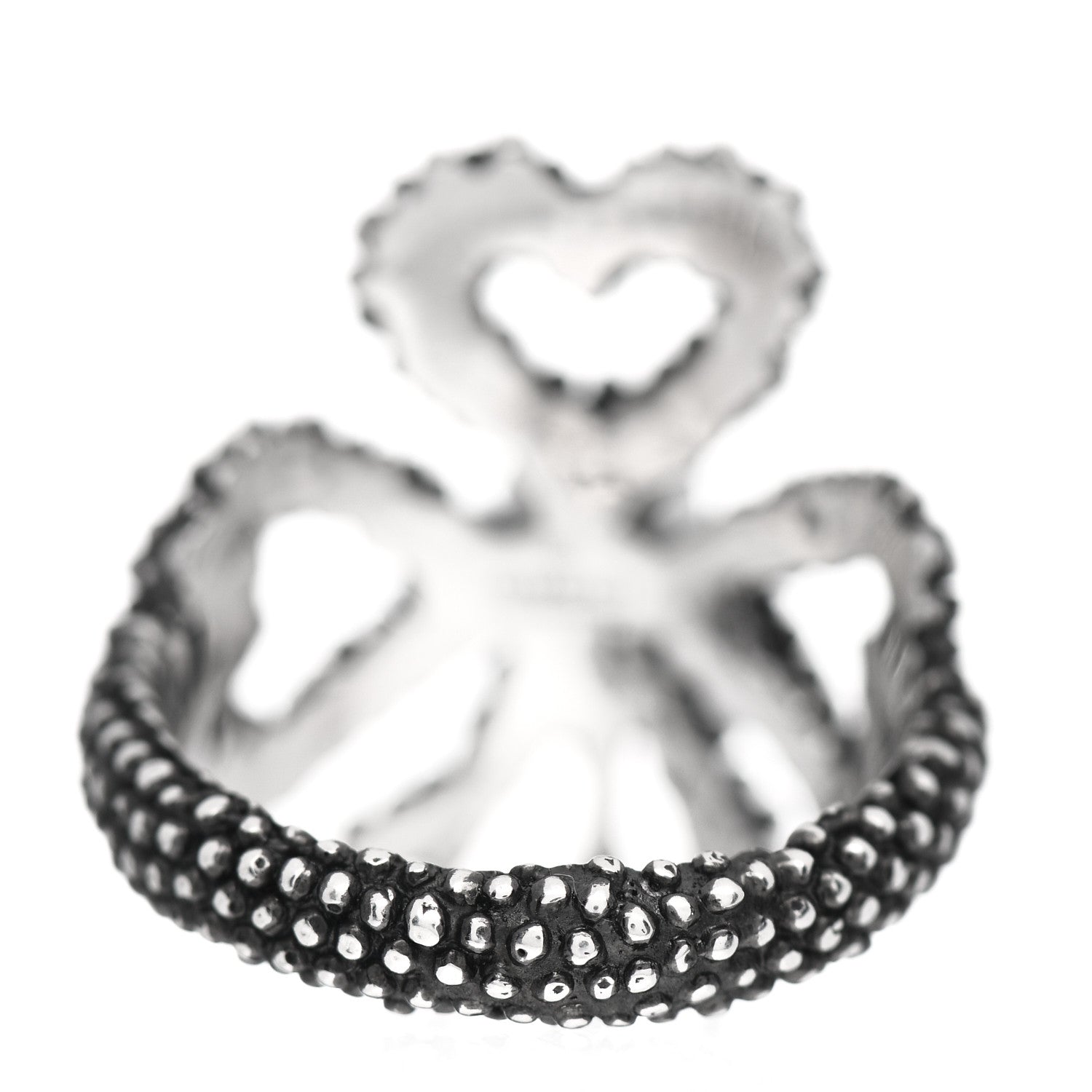 Gucci Sterling Silver Glass Pearl Heart Ribbon Ring 51 5.75 4 of 5