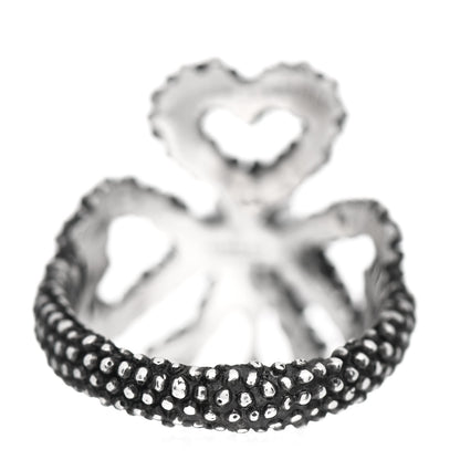 Gucci Sterling Silver Glass Pearl Heart Ribbon Ring 51 5.75 4 of 5