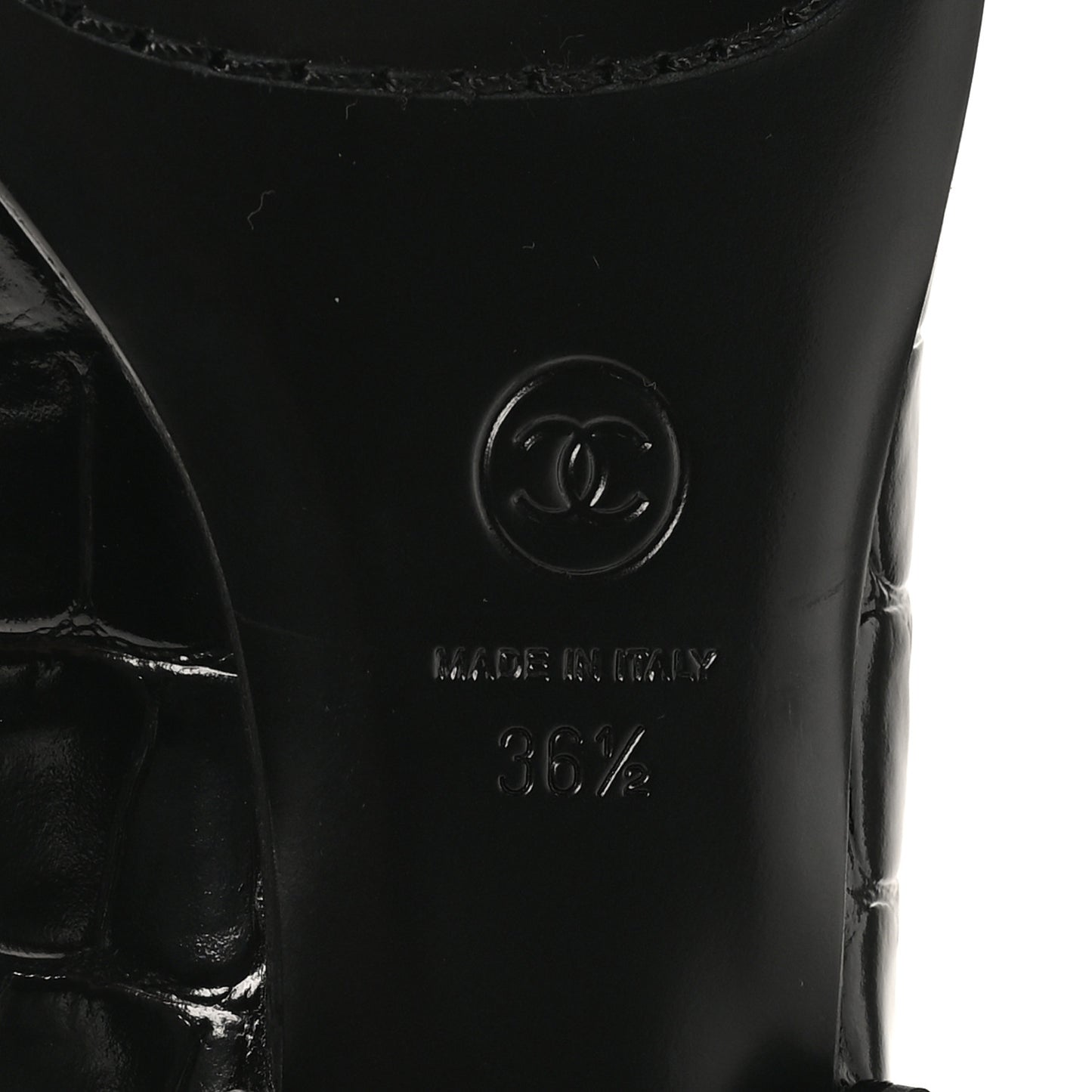Patent Calfskin Crocodile Embossed Ballet Flats 36.5 Black