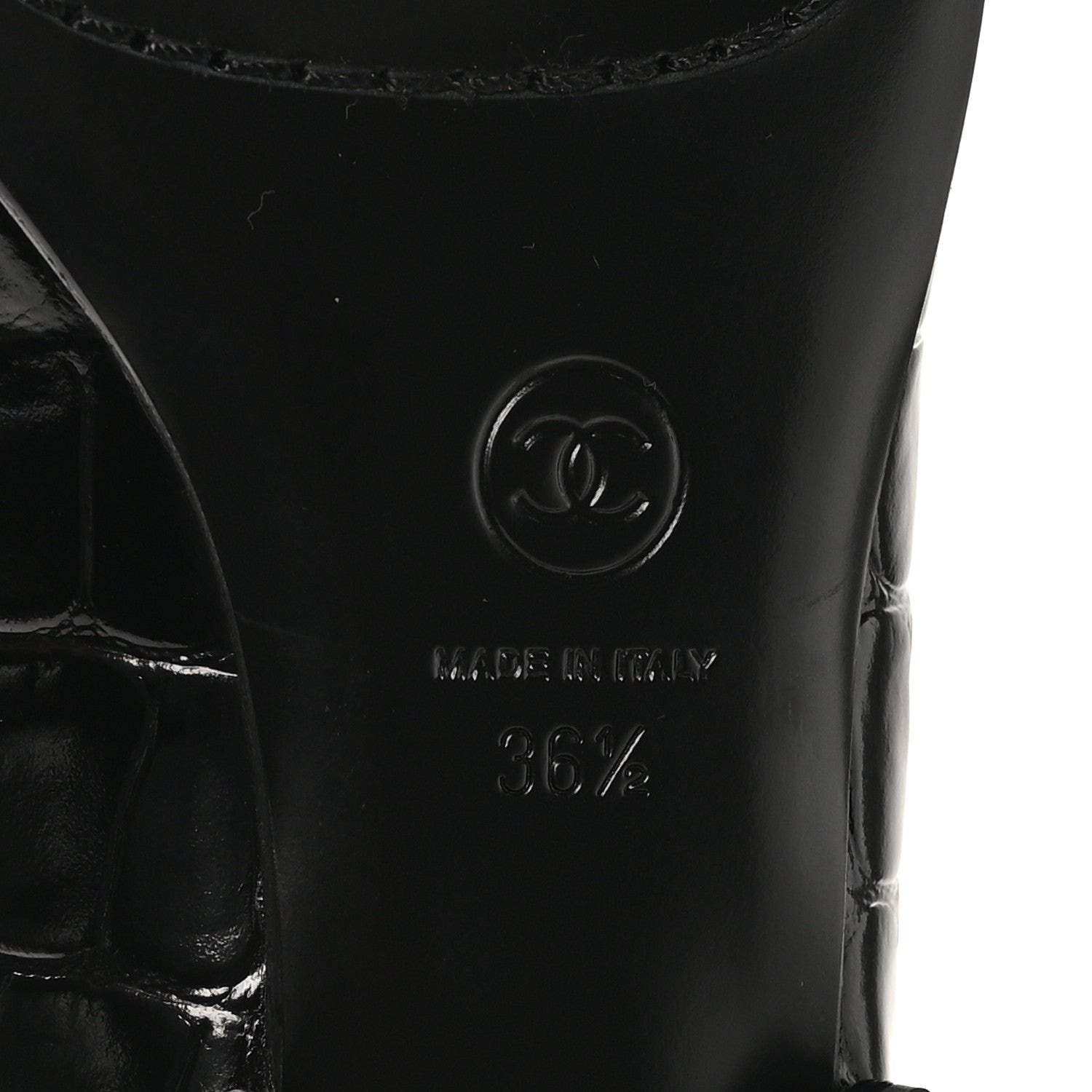 Chanel Patent Calfskin Crocodile Embossed Ballet Flats 36.5 Black 17 of 20