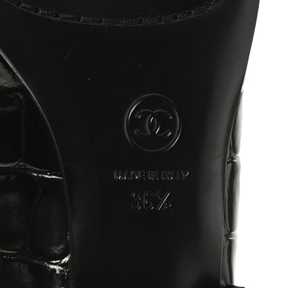 Chanel Patent Calfskin Crocodile Embossed Ballet Flats 36.5 Black 17 of 20