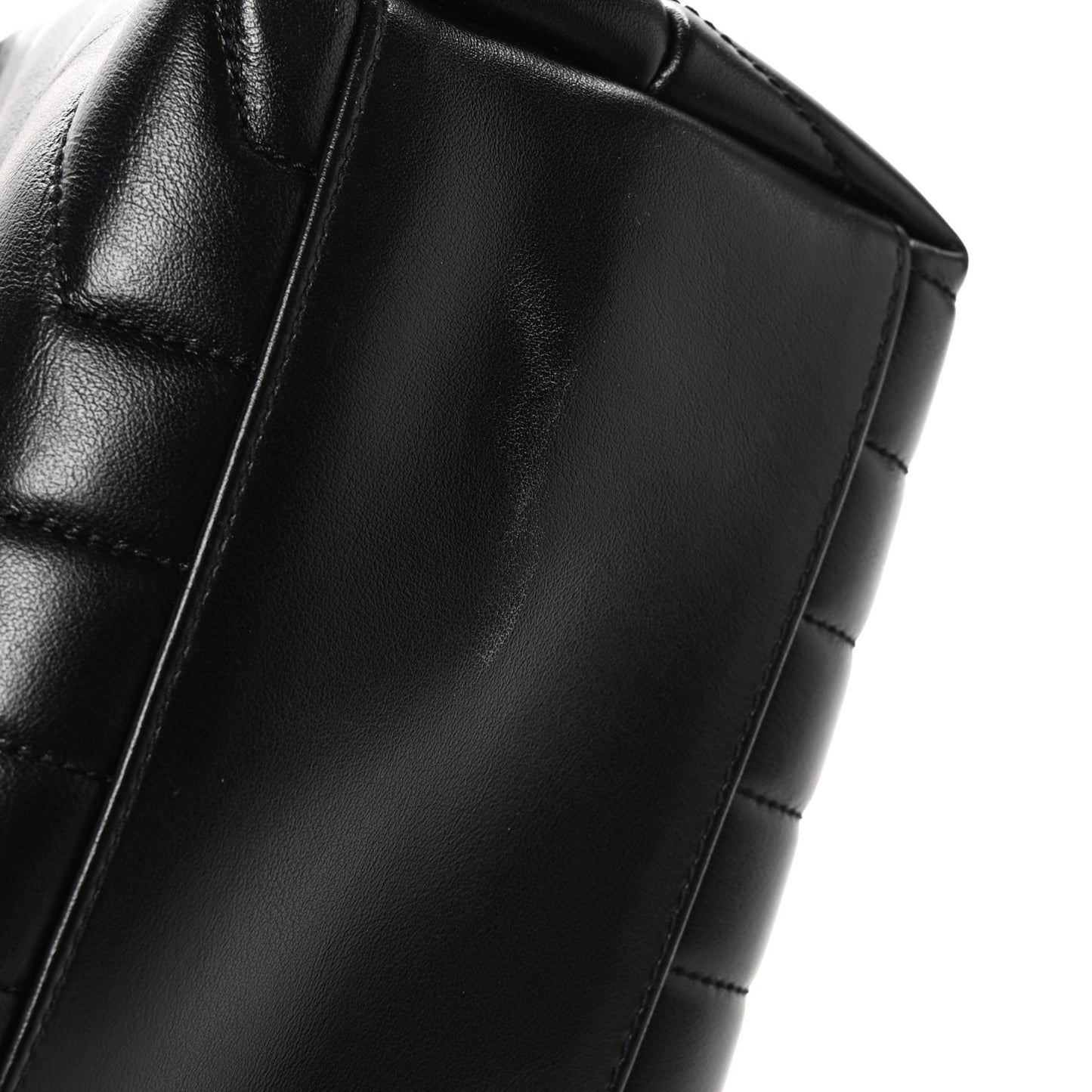 Calfskin Y Quilted Monogram Medium Loulou Chain Satchel Black