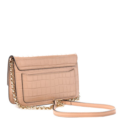 Chloe Calfskin Crocodile Embossed C Shoulder Bag Nut 3 of 11