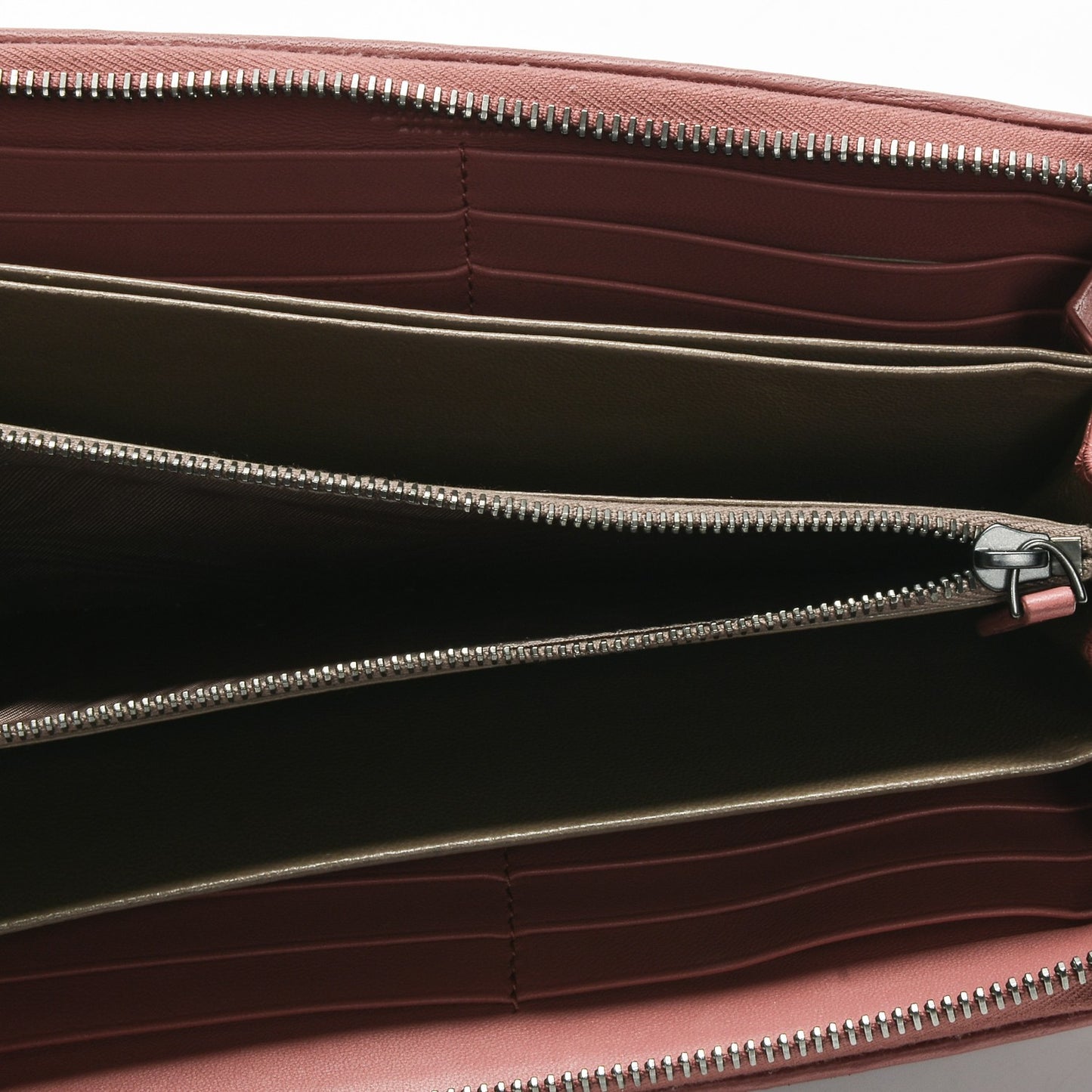 Nappa Intrecciato Zip Around Wallet Mallow