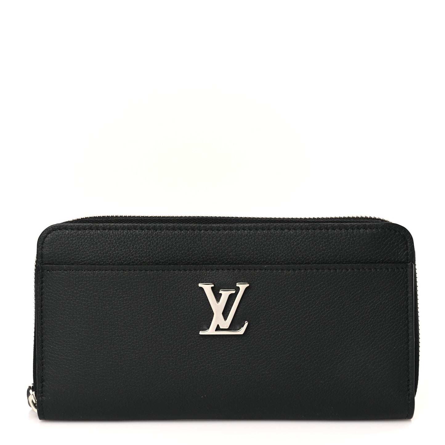 Calfskin Zippy Lockme Wallet Black