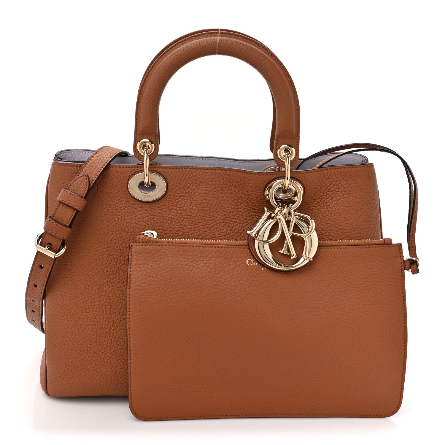 Christian Dior Bullcalf Medium Diorissimo Tote Brown Purple 3 of 17