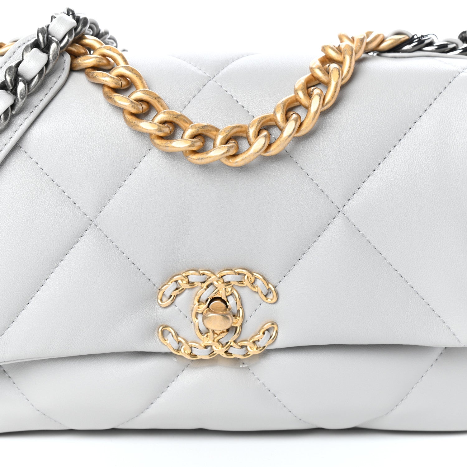 Chanel Lambskin Quilted Medium Chanel 19 Flap Grey 8 of 10