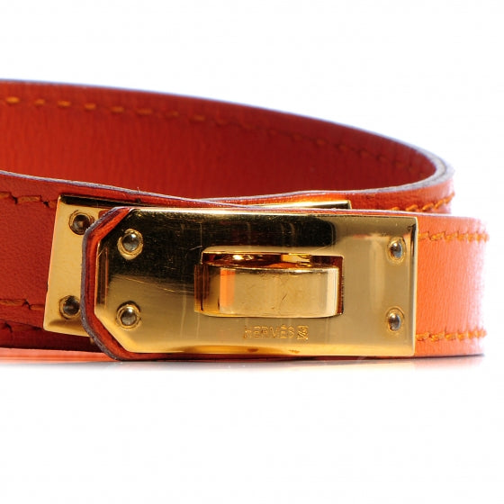 Tadelakt Leather Kelly Double Tour Bracelet Orange