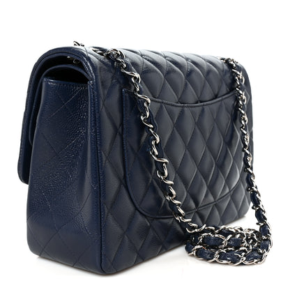 Chanel Caviar Quilted Jumbo Double Flap Navy Blue 2 of 10