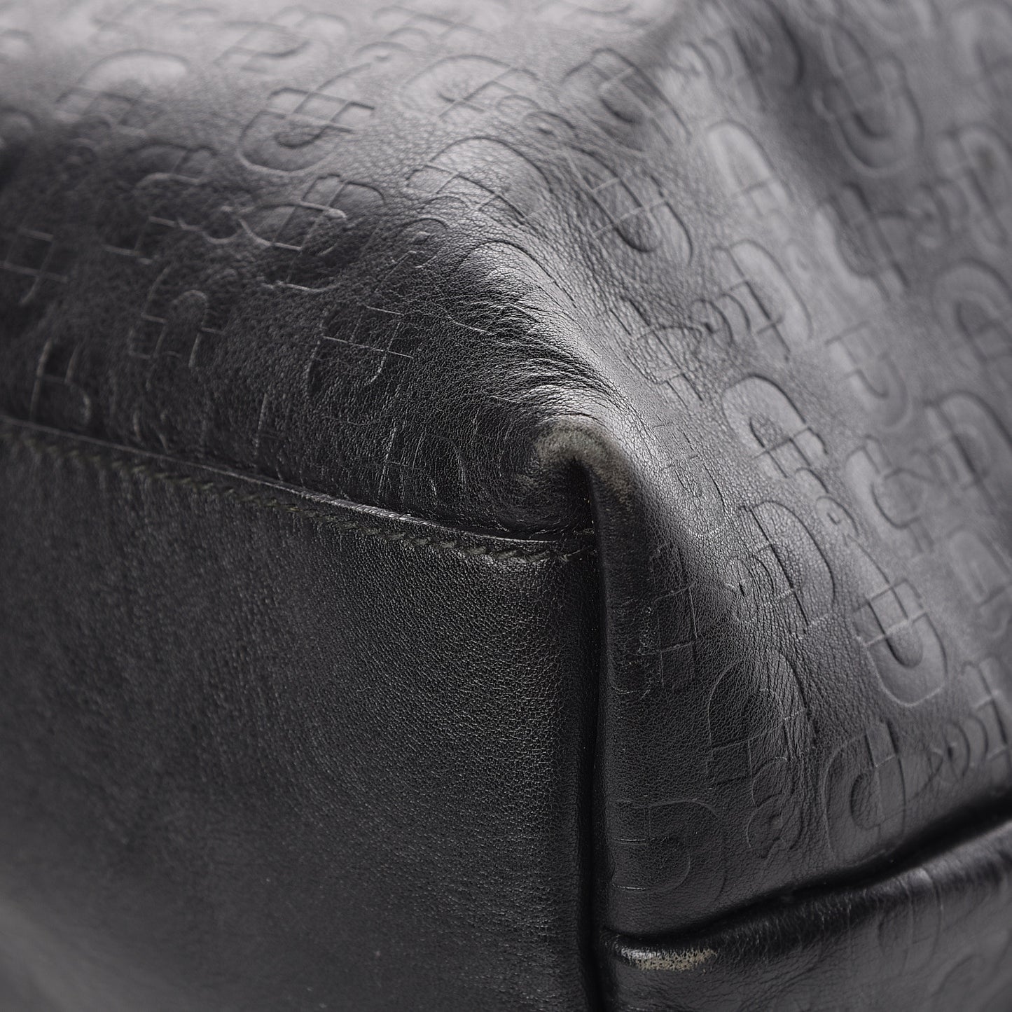 Calfskin Horsebit Embossed Large Tote Black
