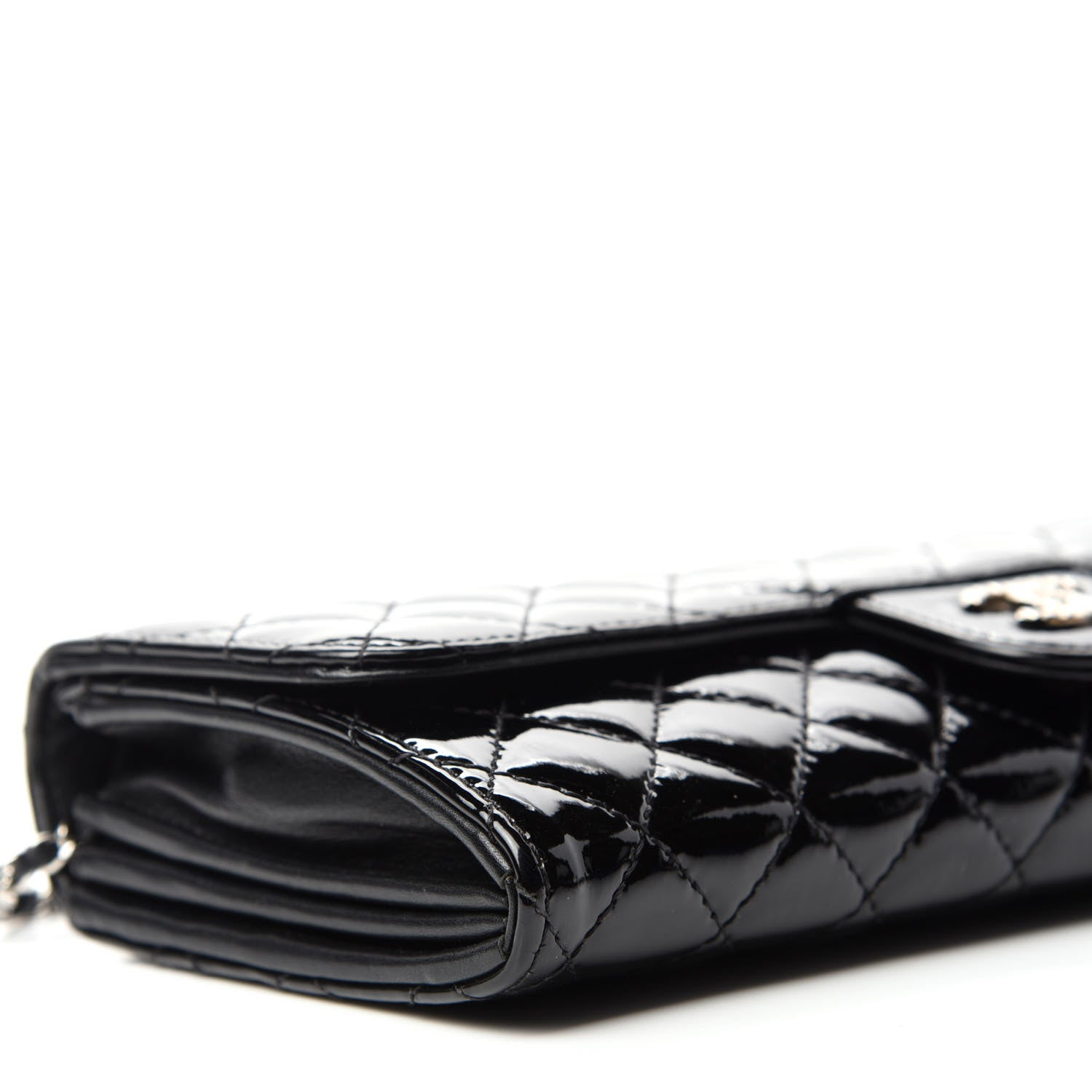 Chanel Patent Calfskin Quilted Brilliant East West Flap Clutch Black 6 of 11