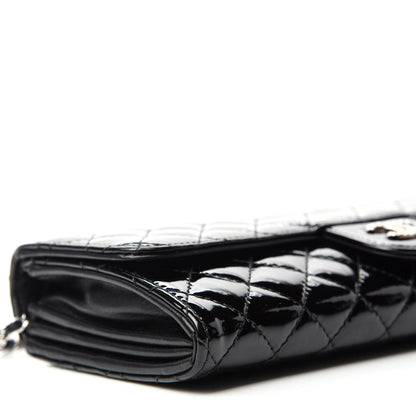 Chanel Patent Calfskin Quilted Brilliant East West Flap Clutch Black 6 of 11