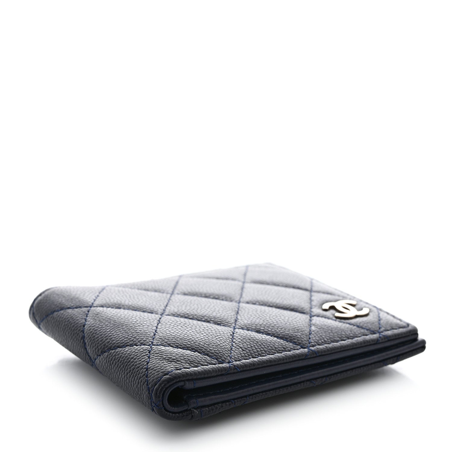 Chanel Caviar Quilted Bi-Fold Wallet Dark Blue 4 of 10
