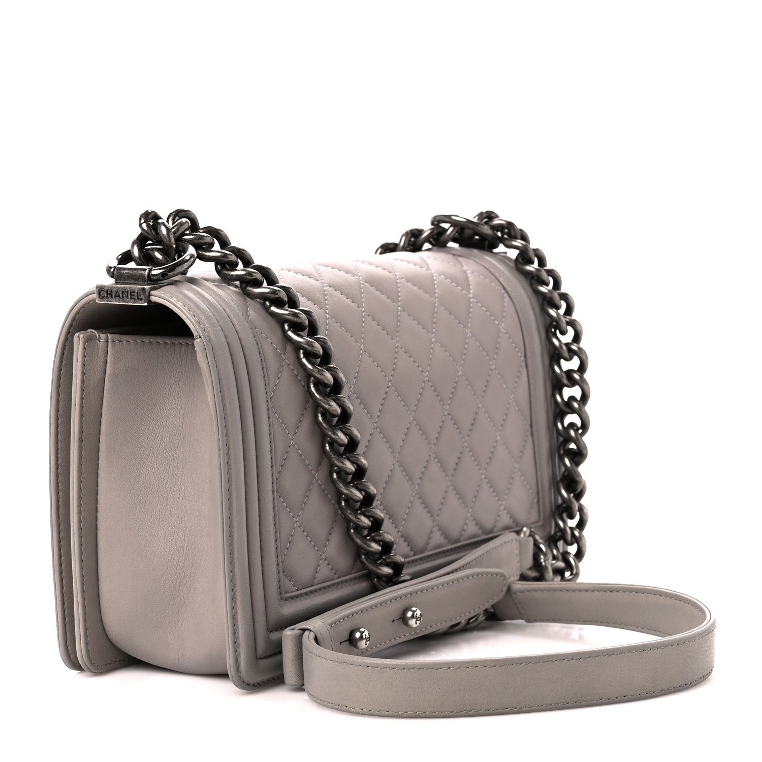 Chanel Lambskin Quilted Medium Boy Flap Grey 3 of 10