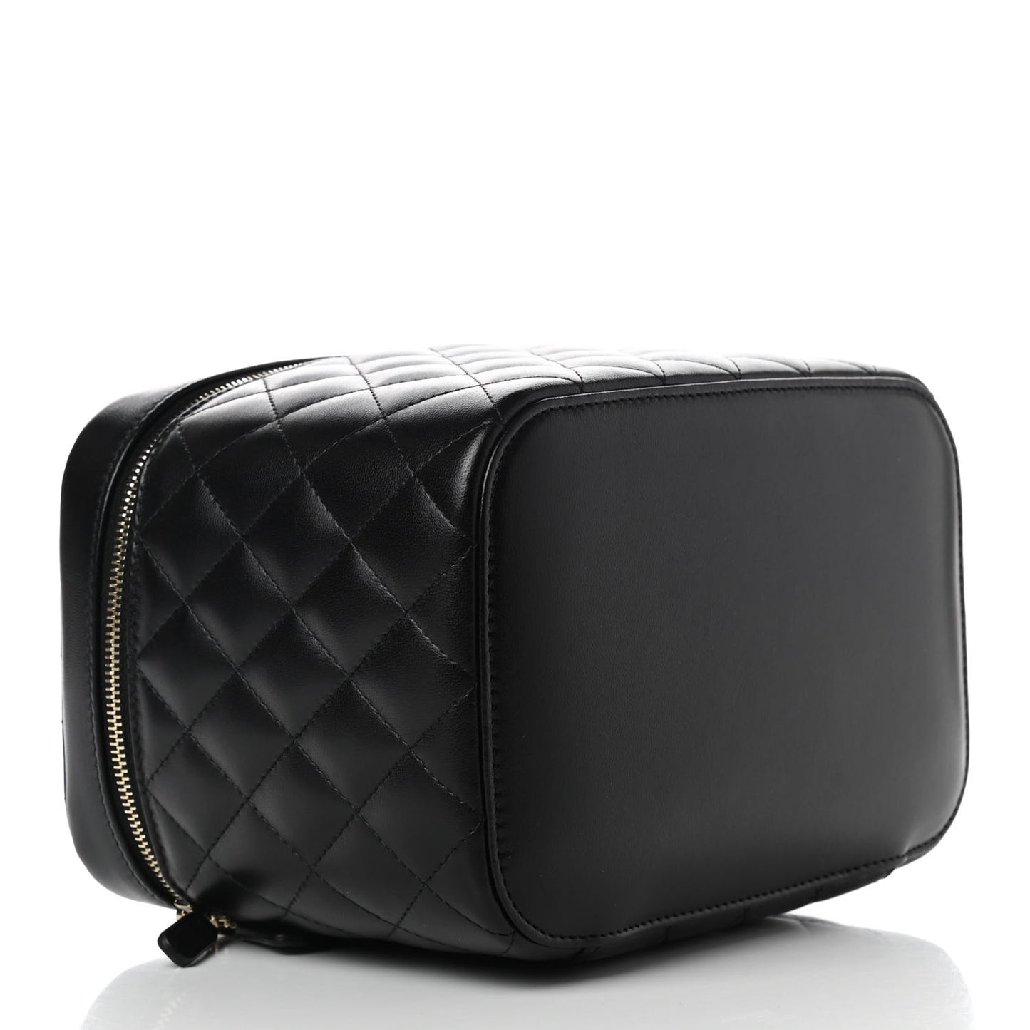 Lambskin Quilted Large Vanity Pouch Black