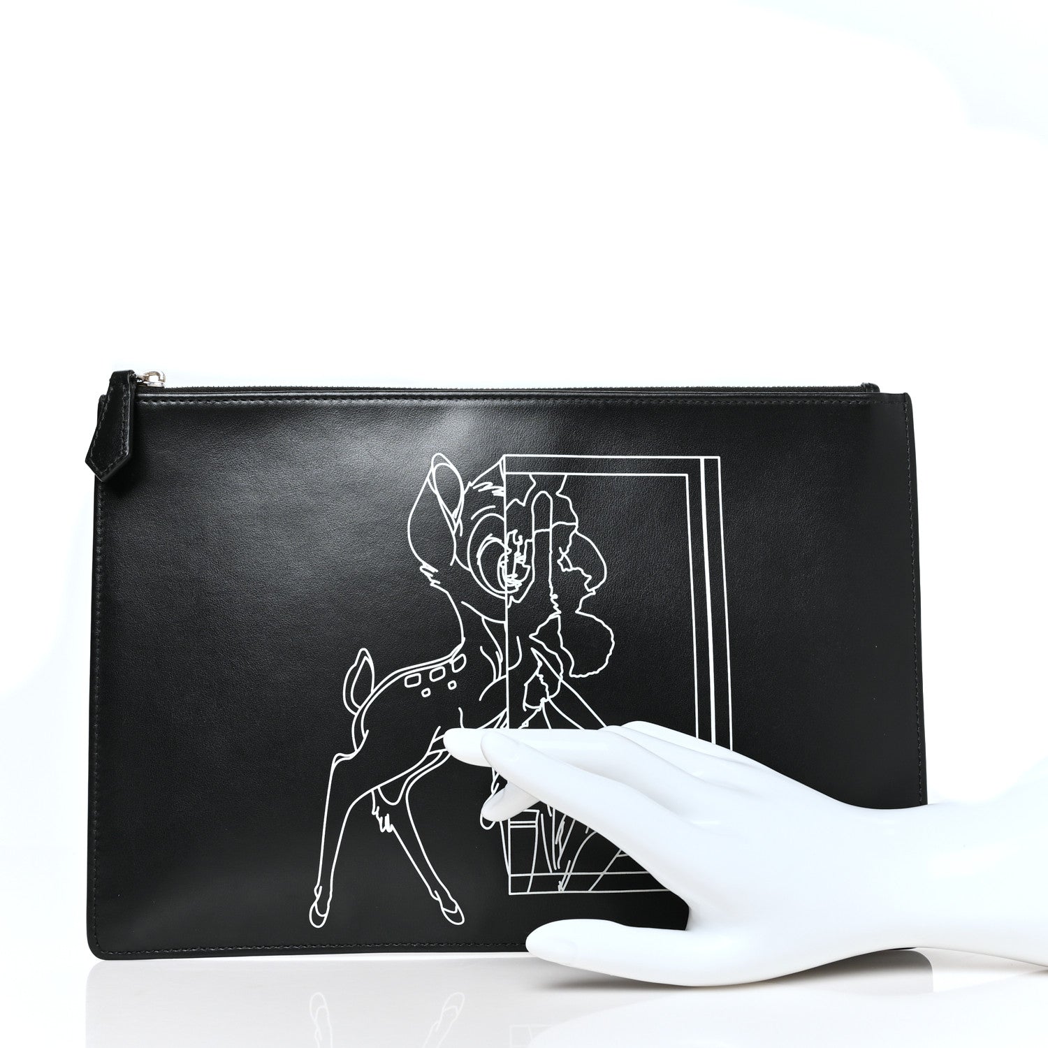 Givenchy Calfskin Bambi Print Medium Cosmetic Pouch Black 2 of 8