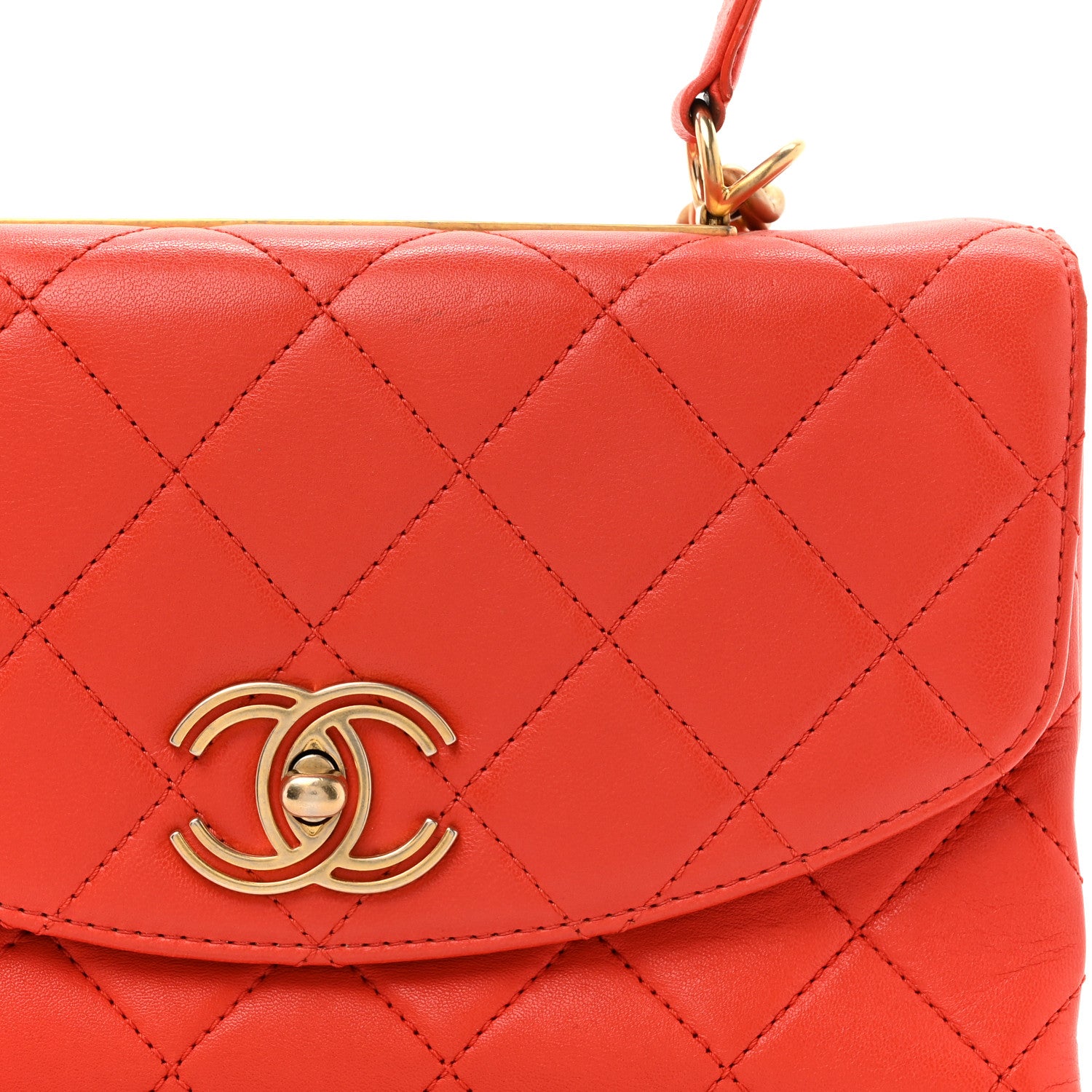 Chanel Lambskin Quilted Medium Trendy Spirit Top Handle Bag Orange 9 of 17