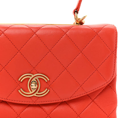 Chanel Lambskin Quilted Medium Trendy Spirit Top Handle Bag Orange 9 of 17