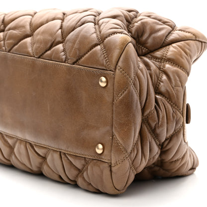 Chanel Lambskin Bubble Quilt Bowler Dark Beige 10 of 10