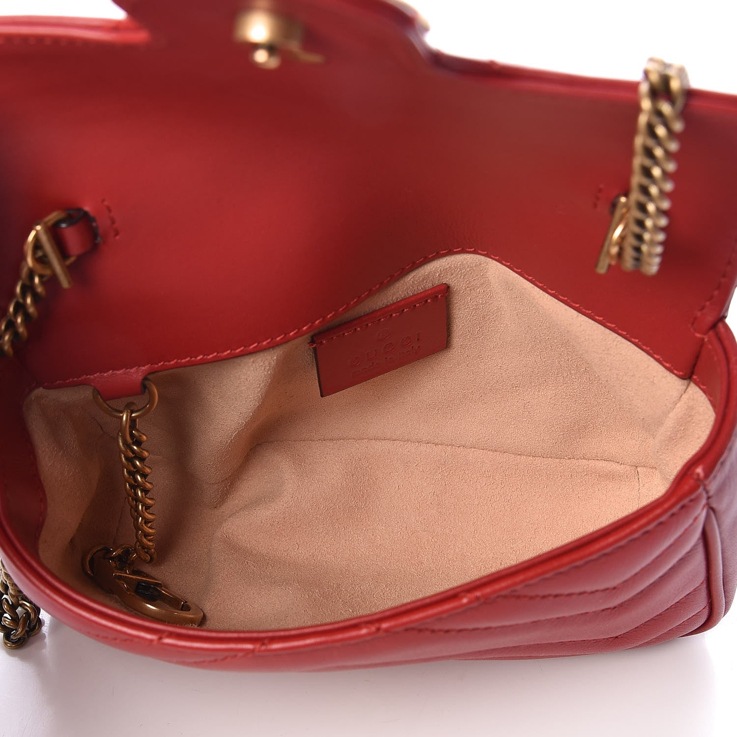 Gucci Calfskin Matelasse Super Mini GG Marmont Shoulder Bag Hibiscus Red 7 of 11