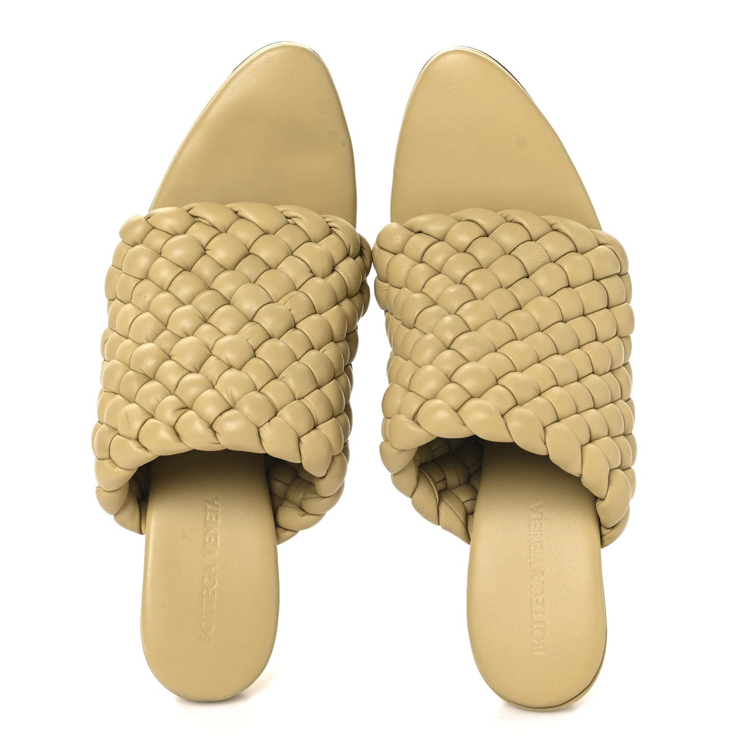 Nappa Padded Intrecciato Mules Sandals 39 Tapioca