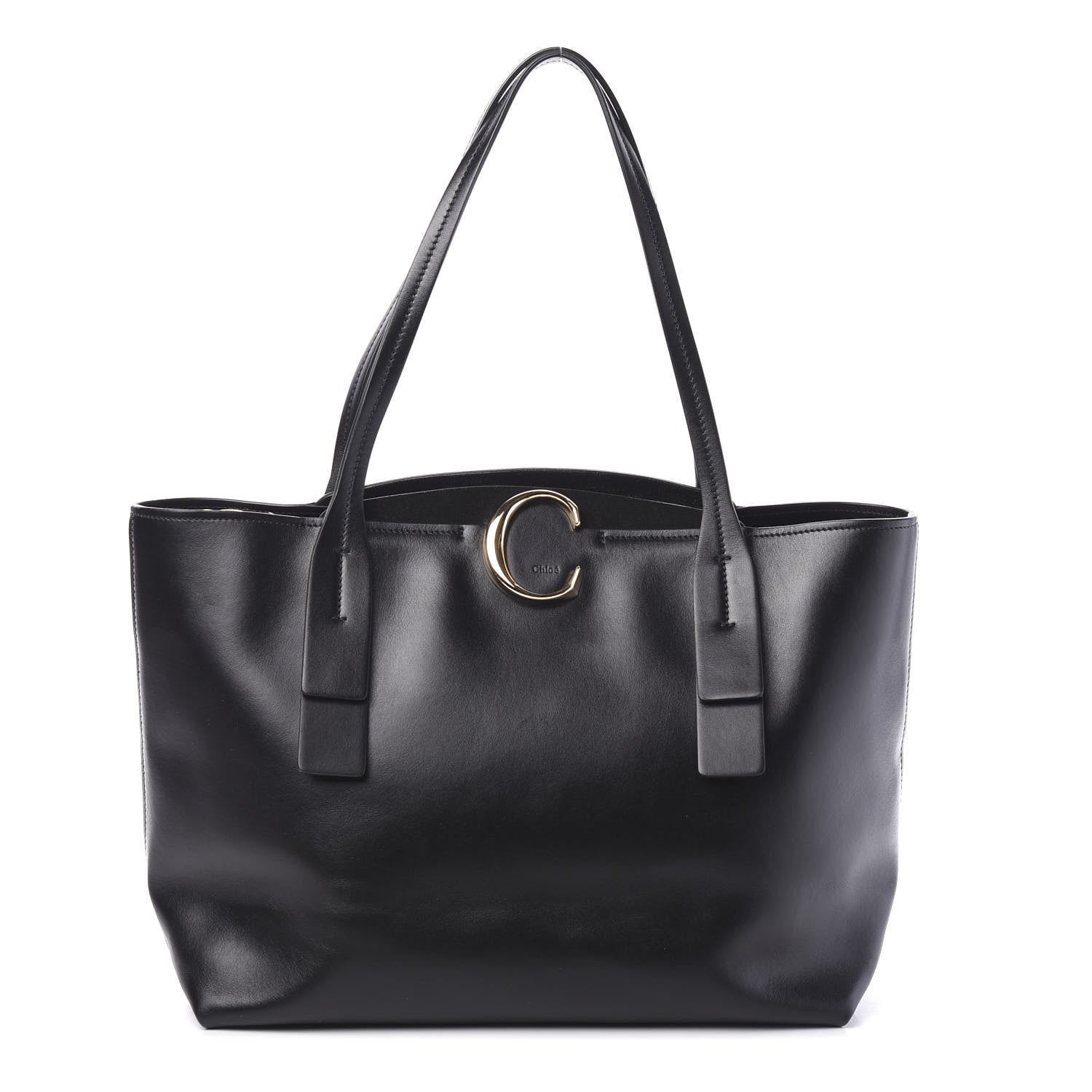 Chloe Shiny Calfskin Suede Medium C Zipped Tote Black 1 of 8