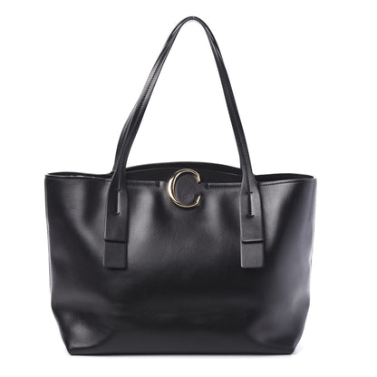 Chloe Shiny Calfskin Suede Medium C Zipped Tote Black 1 of 8