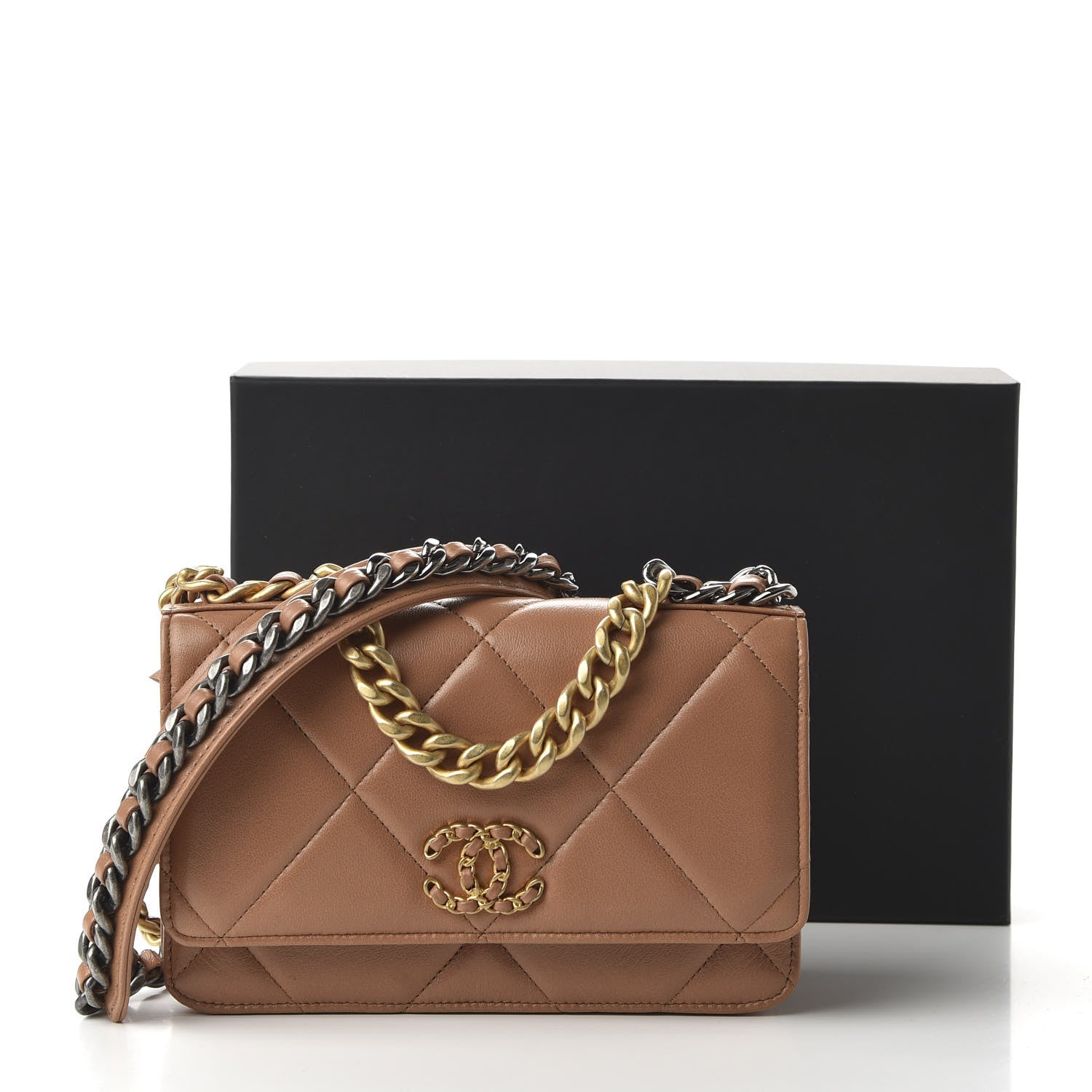 Chanel Lambskin Quilted 19 Wallet On Chain WOC Brown 11 of 11