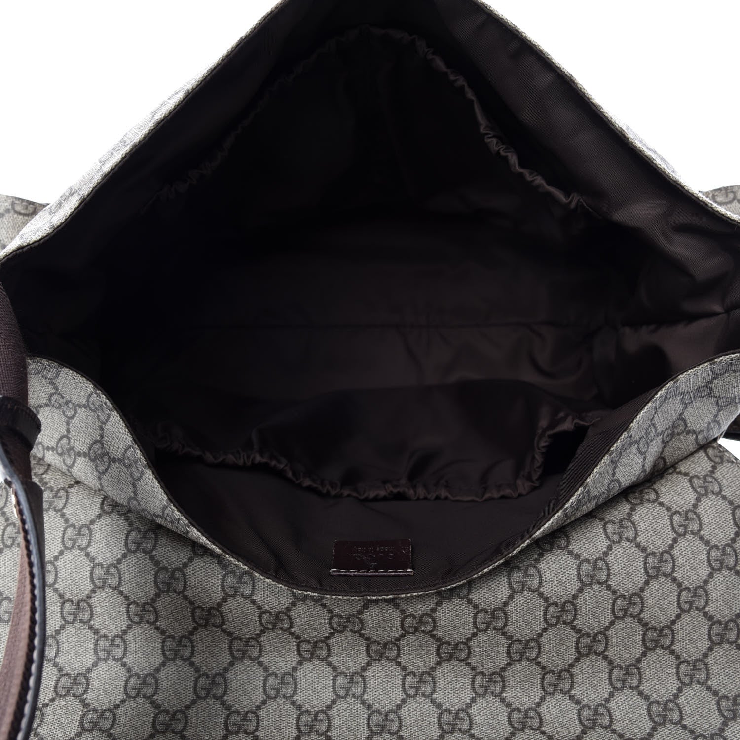 Gucci GG Supreme Monogram Selleria Calfskin Messenger Diaper Bag Beige Ebony Cocoa Dark Chocolate 6 of 13