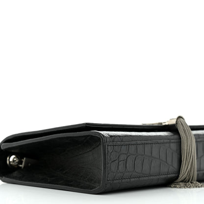 Saint Laurent Calfskin Crocodile Embossed Kate Monogram Tassel 8 of 11