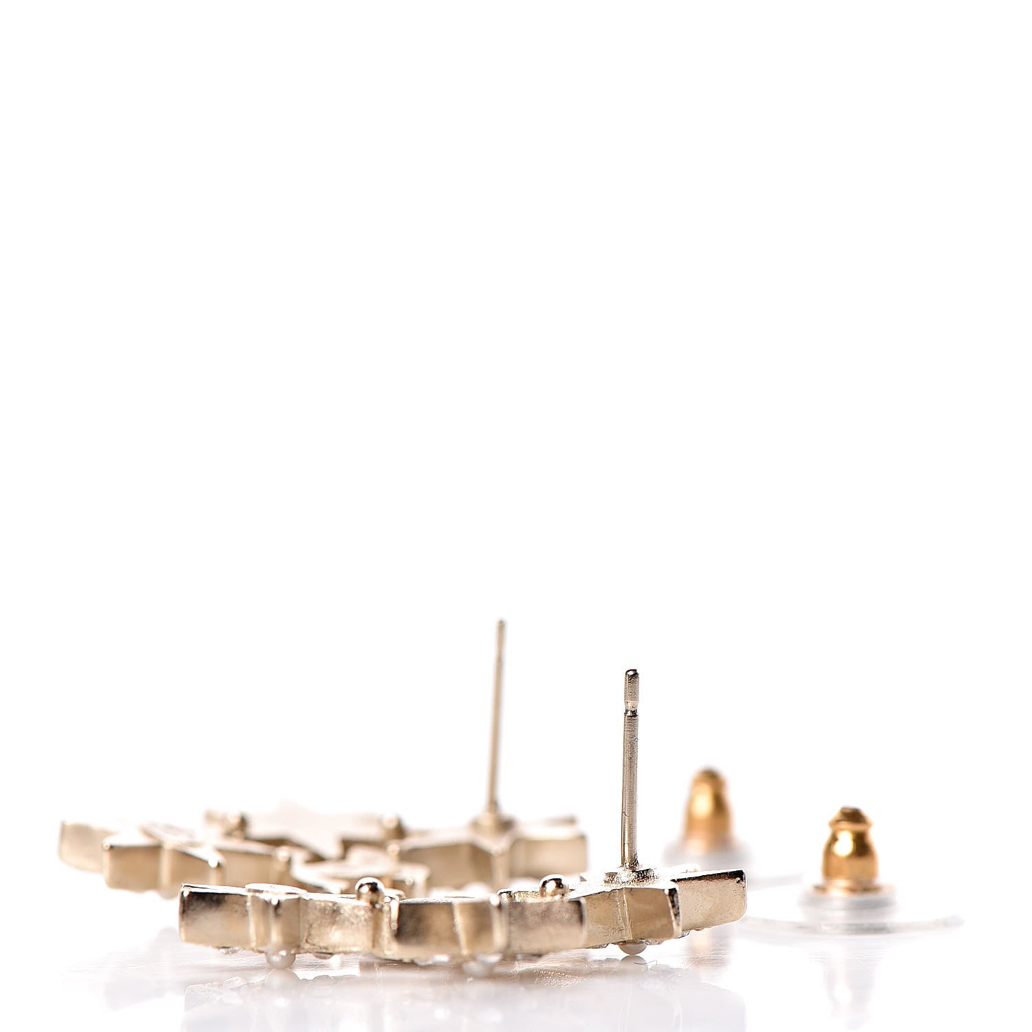 Chanel Crystal CC Star Earrings Gold 3 of 5